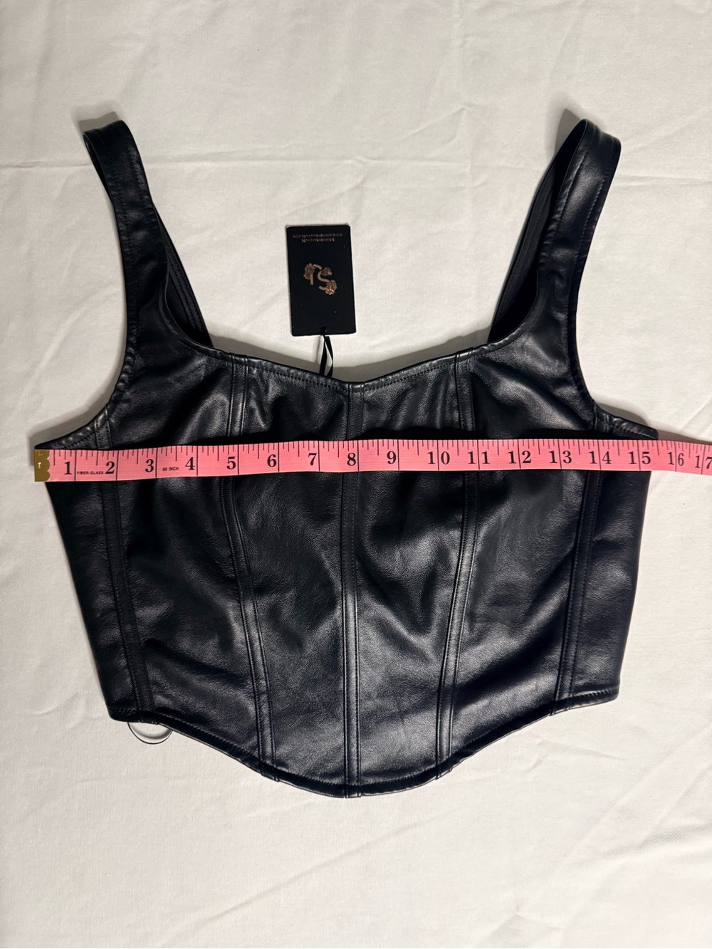 Sincerely Jules Black Faux Leather Corset Crop Top - Picture 2 of 5